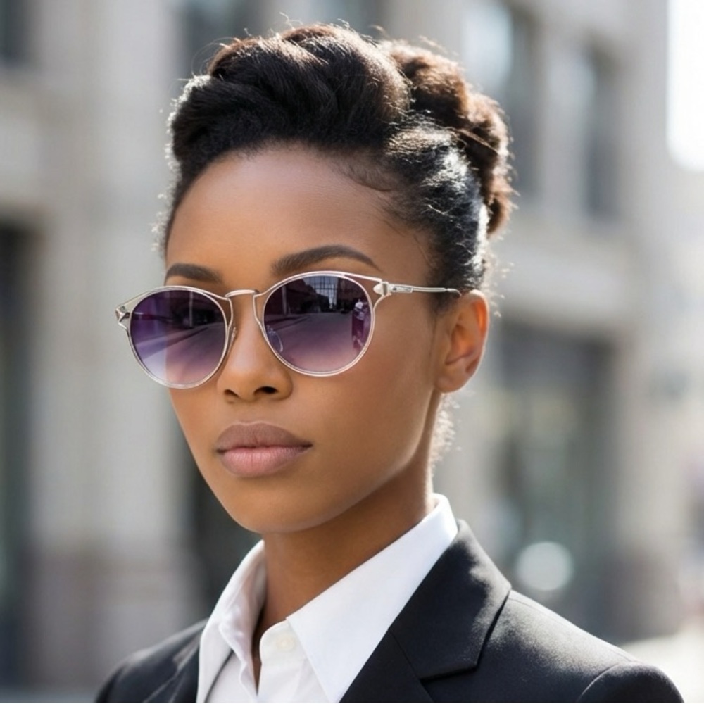 Rose-Tinted Vintage Metal Frame Sunglasses – Minimalist Retro Chic